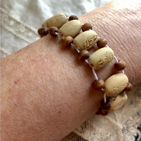 Buddha Wooden Beaded Stretch Bracelet Unisex Jewelry Yoga Hippie Bohemian Boho - Picture 4 of 6